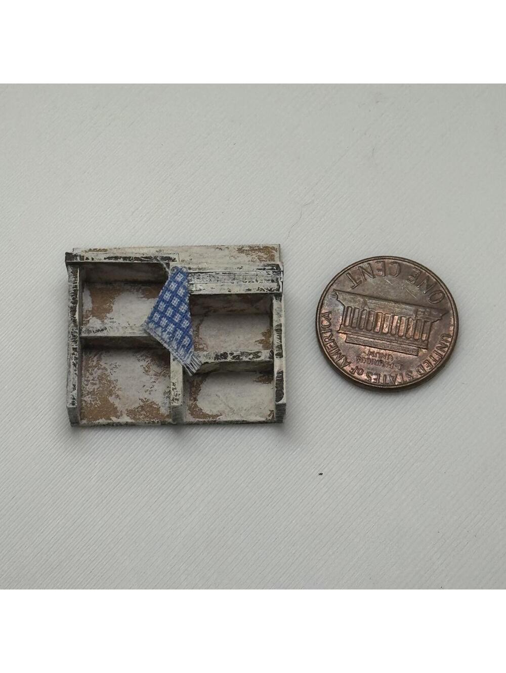 Micro Miniature Rustic Sink with Drainer Blue Towel Shabby Chic‎ Farmhouse